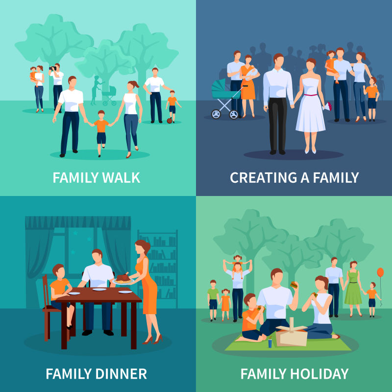 矢量幸福家庭概念插图