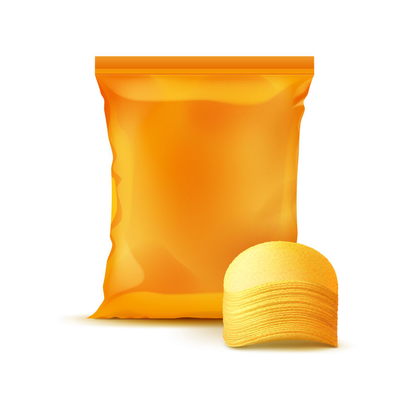 矢量橙色塑料包装薯片插图