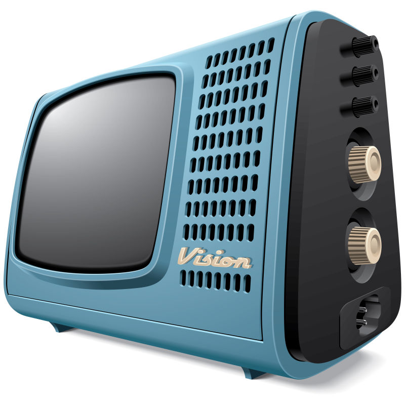 抽象矢量复古蓝色电视机插图