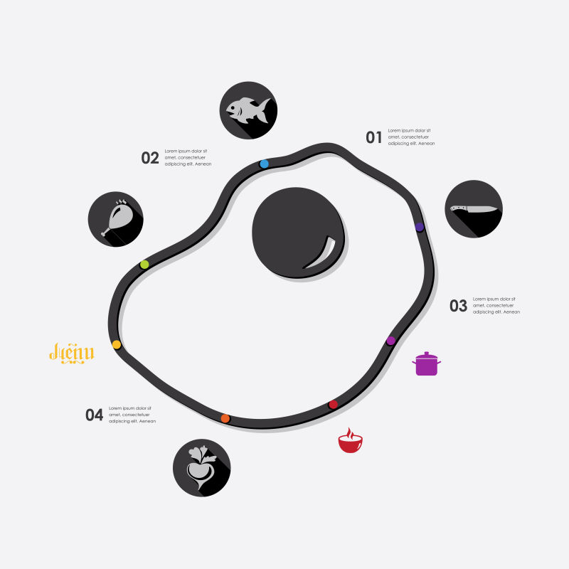 煎蛋图案的矢量餐厅信息图表