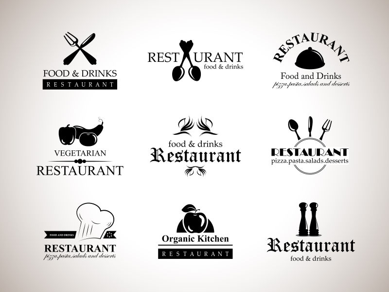 复古的餐厅矢量标签设计