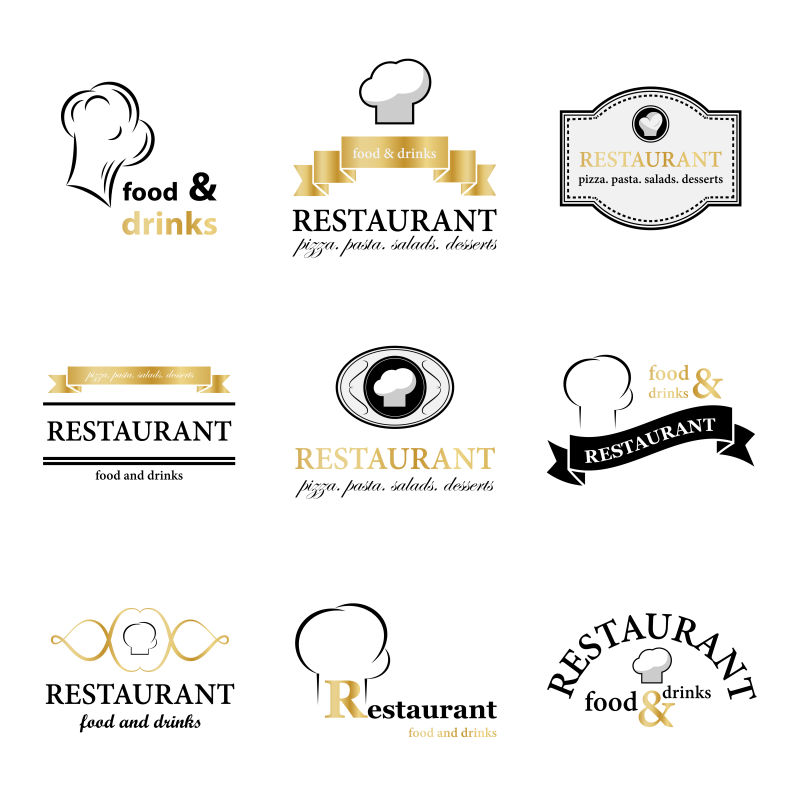 矢量餐厅平面标签设计
