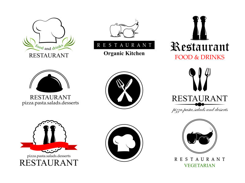 餐厅平面标签矢量设计