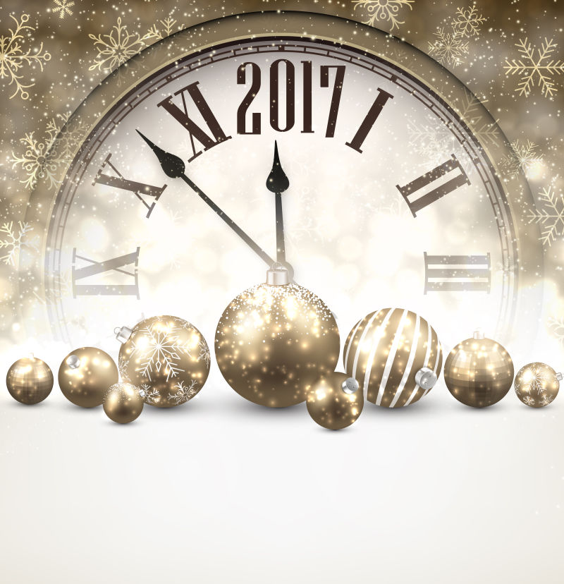新年时钟插图矢量设计