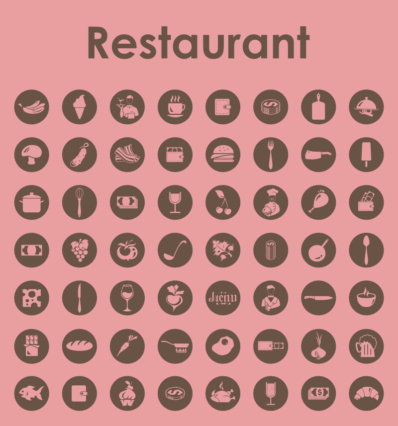 矢量简约的餐厅元素图标