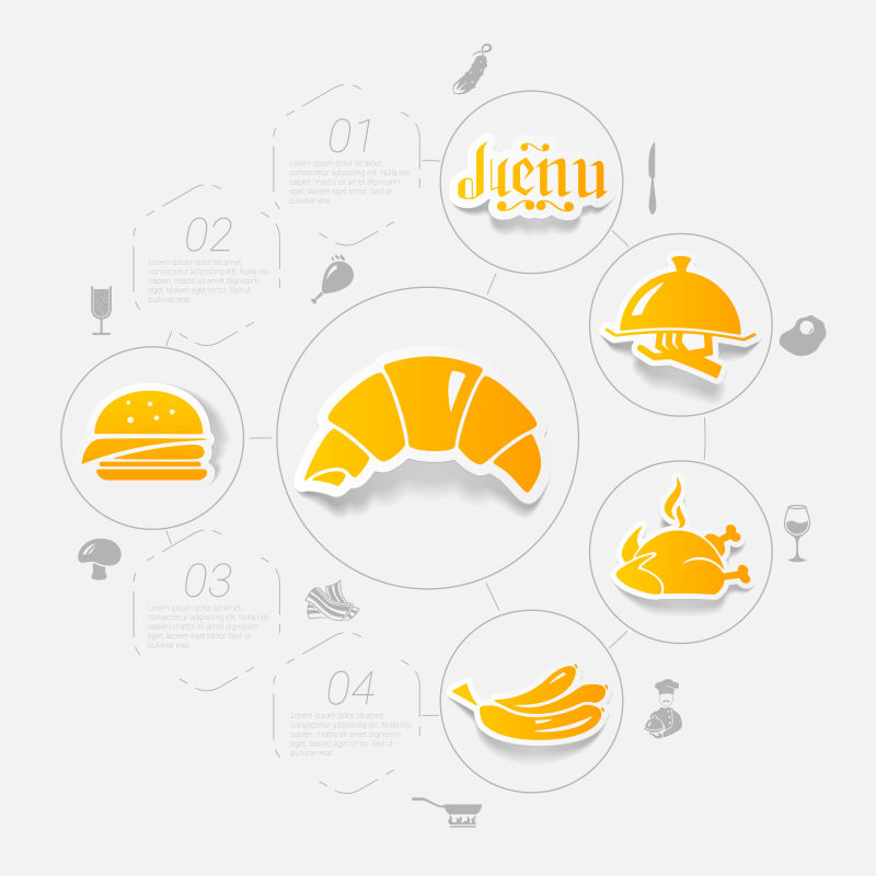 抽象矢量餐厅元素的创意图标设计