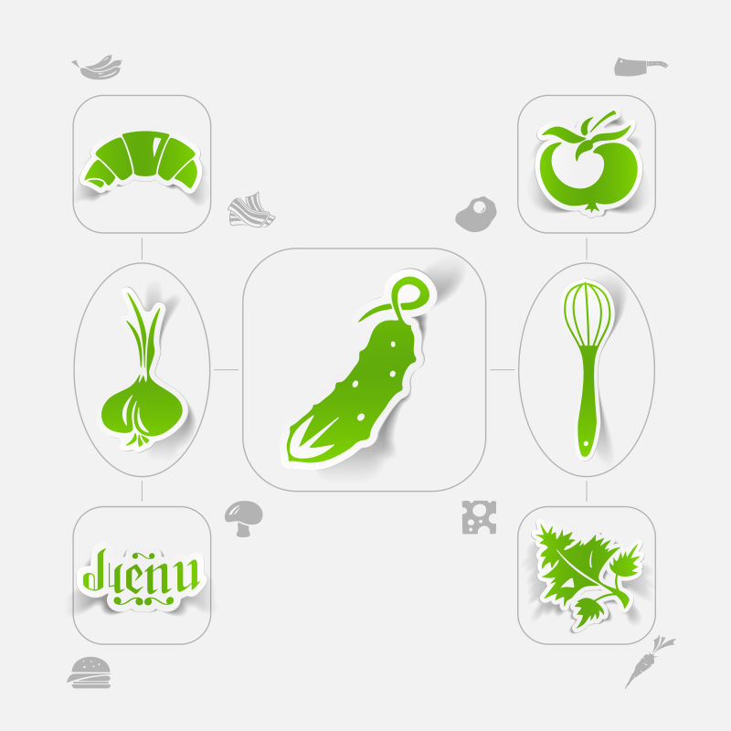 抽象矢量绿色餐厅图标设计
