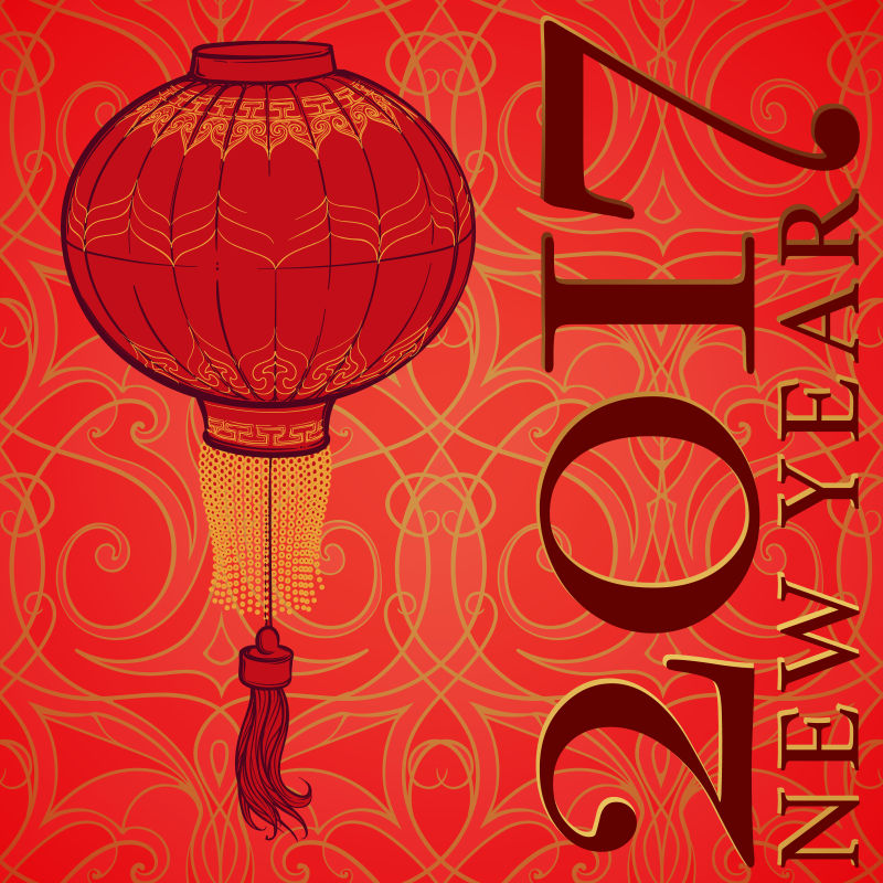 矢量中国风格的新年快乐贺卡设计