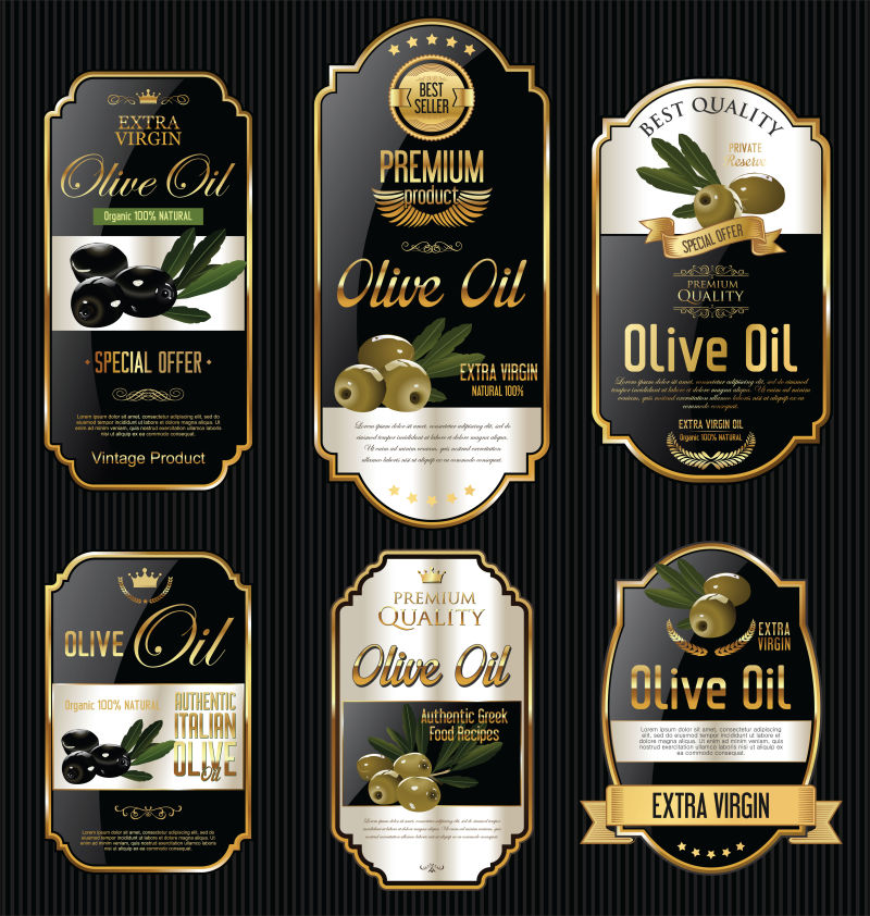 矢量的豪华橄榄油标签设计