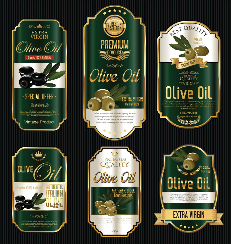 华丽的橄榄油标签矢量设计