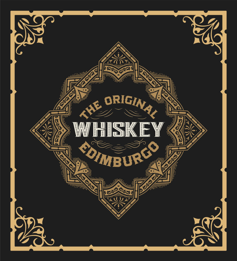矢量威士忌古典标签设计