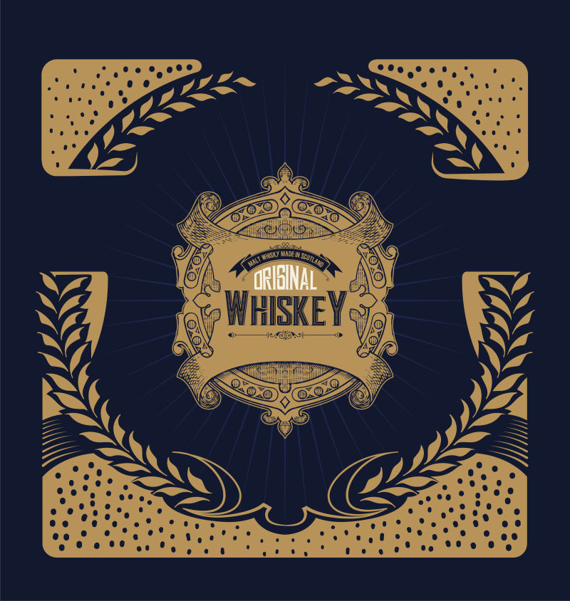 矢量的威士忌古典标签设计