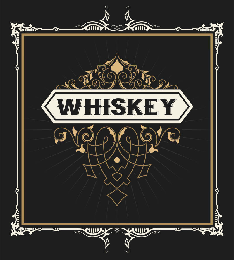威士忌酒标签矢量设计