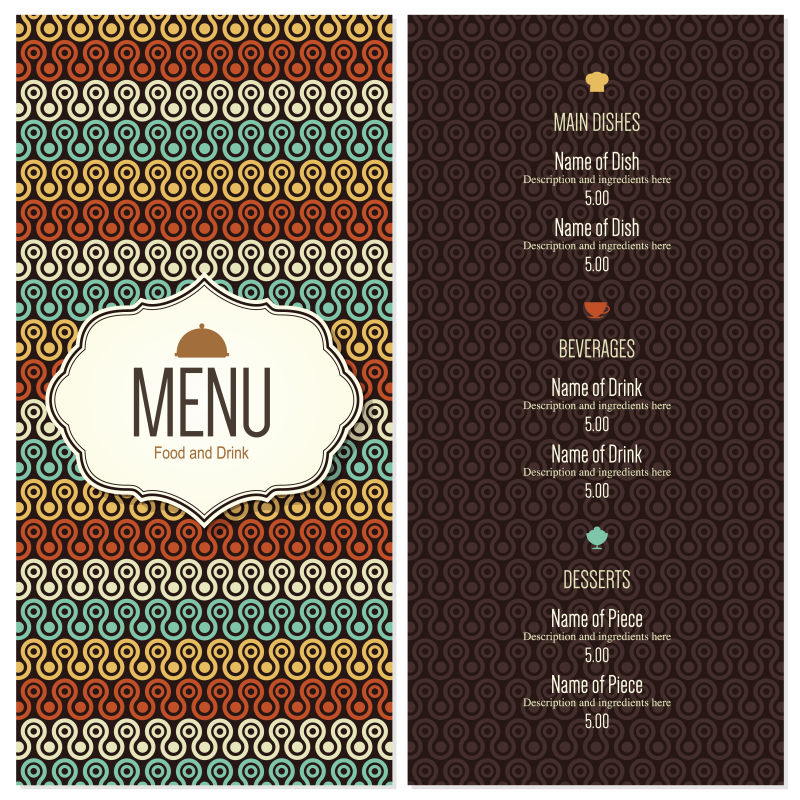 传统的餐厅菜单矢量设计