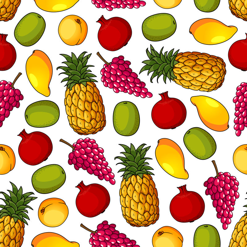 新鲜的热带水果矢量插图