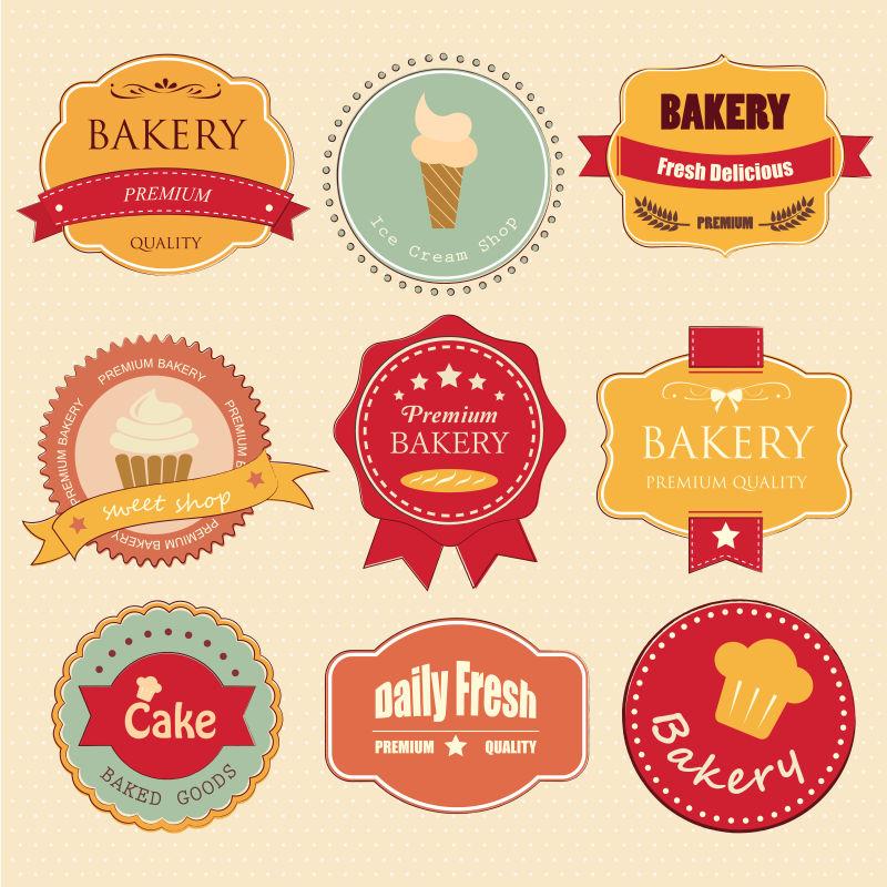创意的面包店标签矢量设计