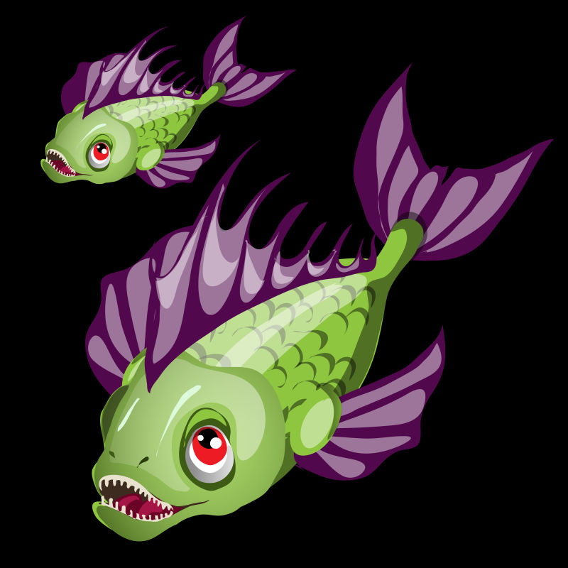 创意矢量绿色尖齿鱼的插图