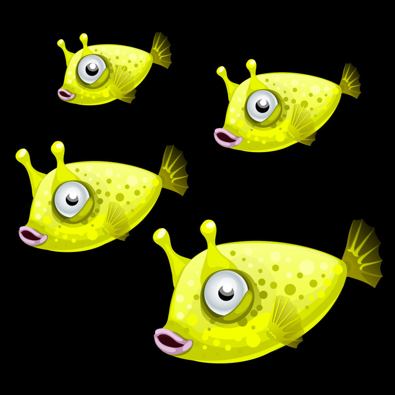 矢量黄色的怪物鱼的卡通插图