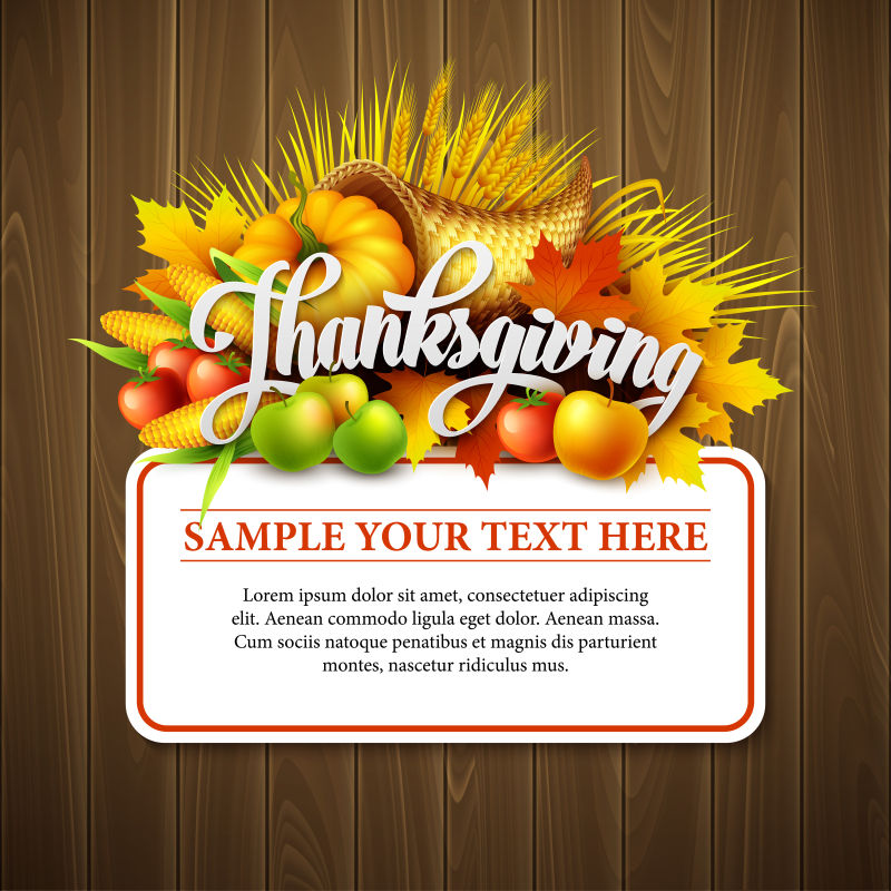 创意感恩节概念的蔬果元素矢量海报设计