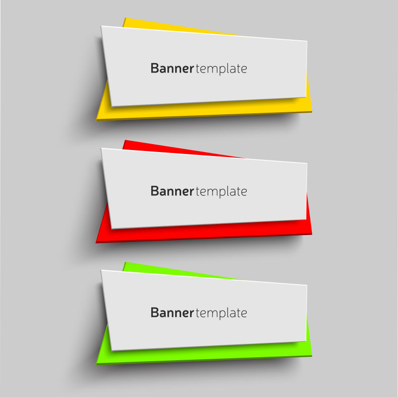 三个彩色旗帜矢量横幅设计
