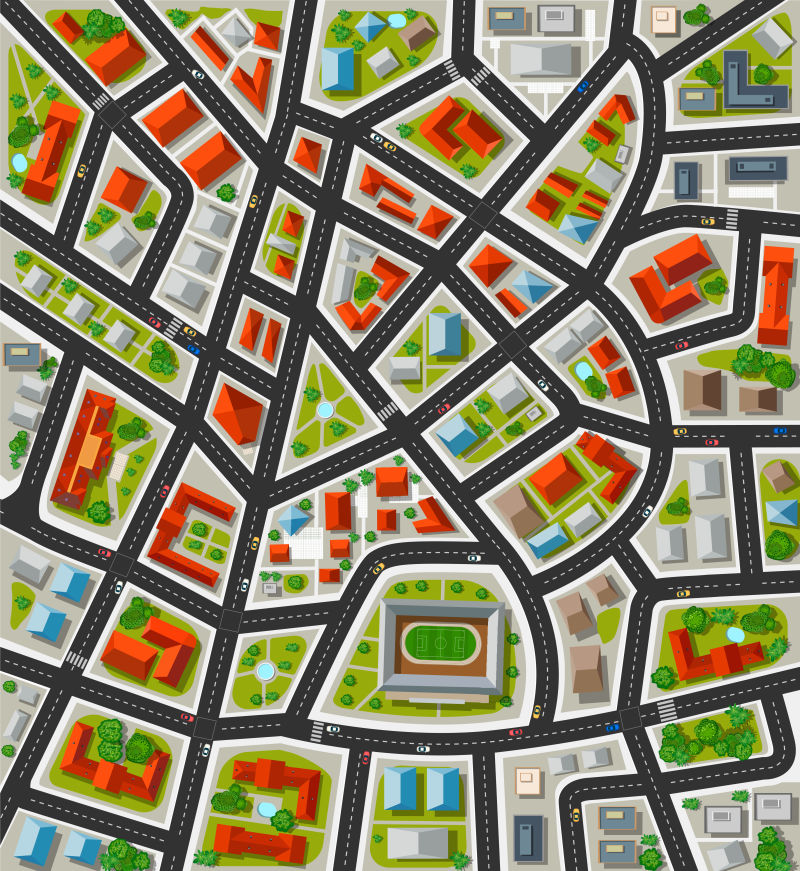 矢量抽象城市规划图