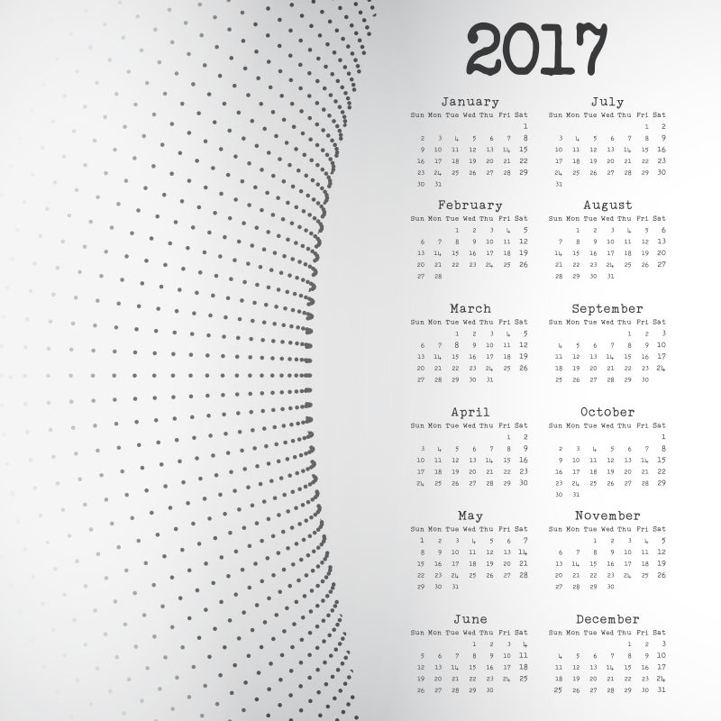 简单风格的矢量2017日历