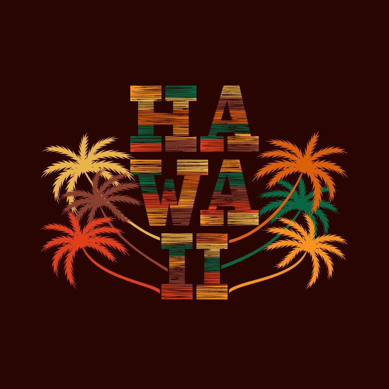 矢量抽象夏威夷风格的创意字母设计