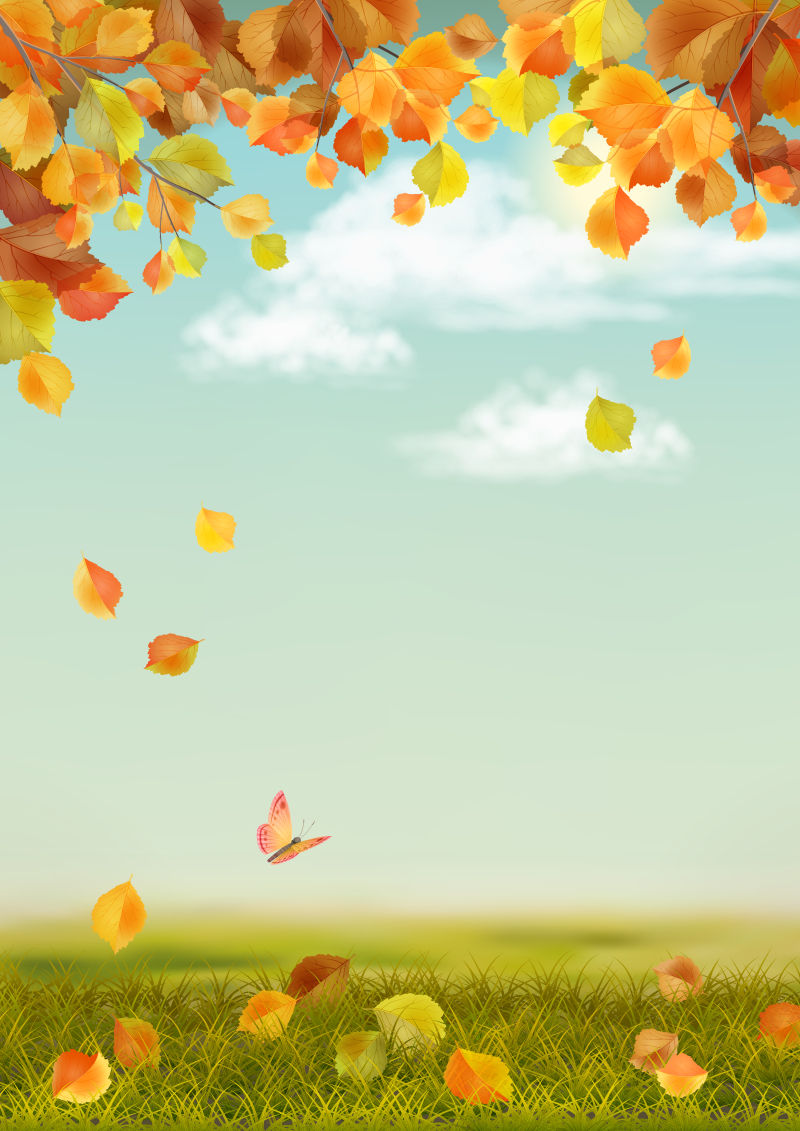 矢量抽象秋季元素的创意插图背景