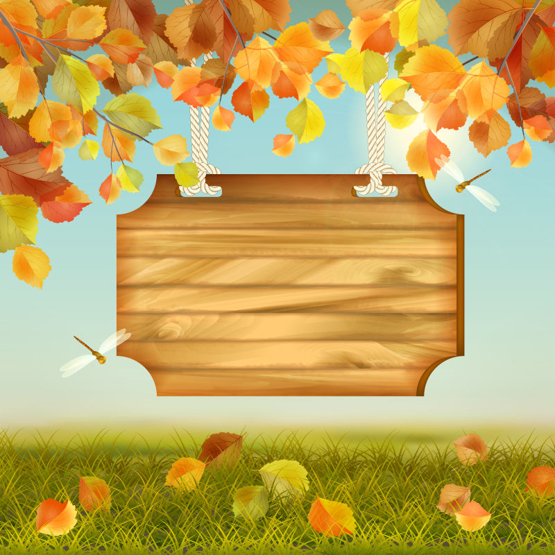 创意矢量秋季枫叶元素的抽象背景