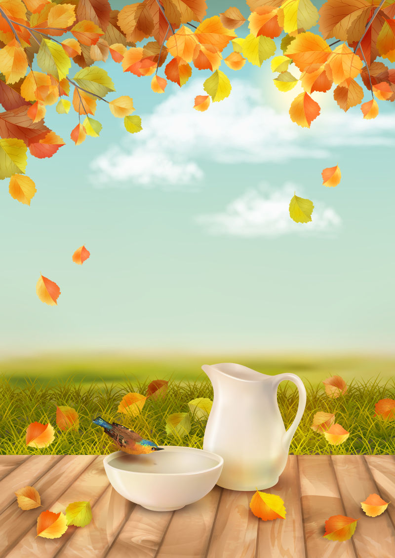 矢量秋季概念的抽象创意插图背景
