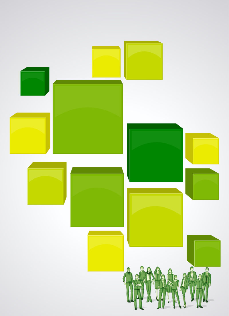 抽象矢量绿色立体色块元素的插图