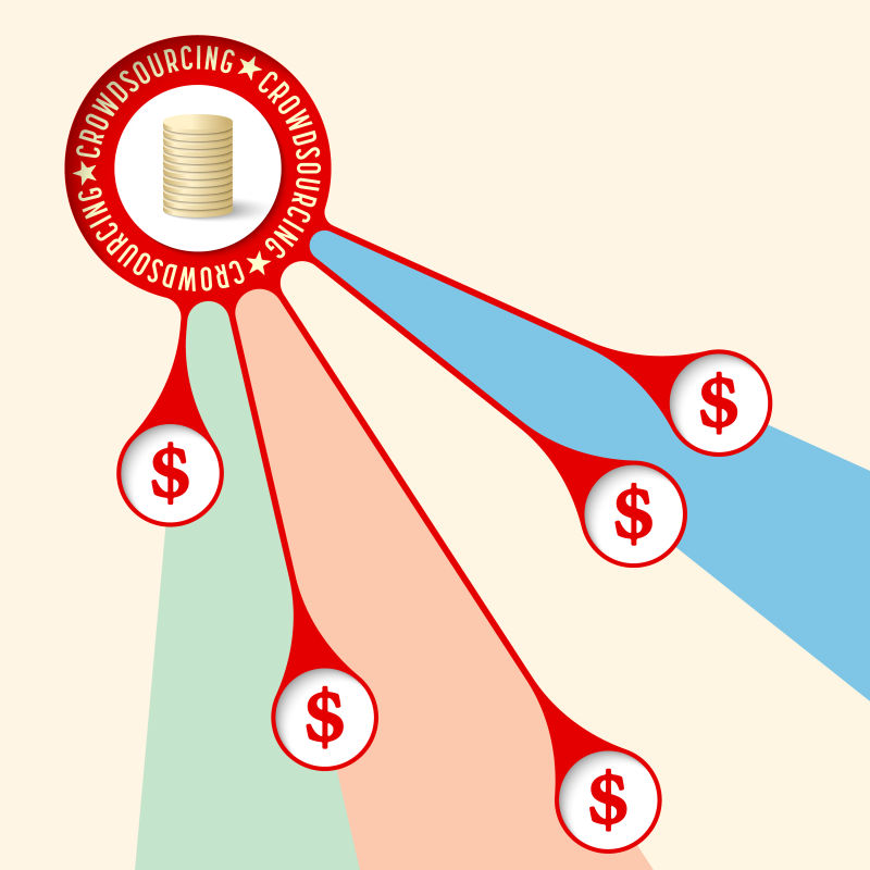 创意矢量现代风格的货币集资概念插图