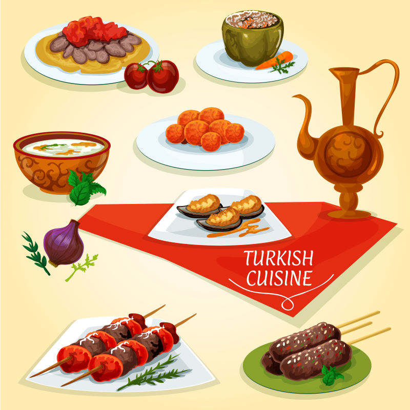 土耳其料理插图矢量设计