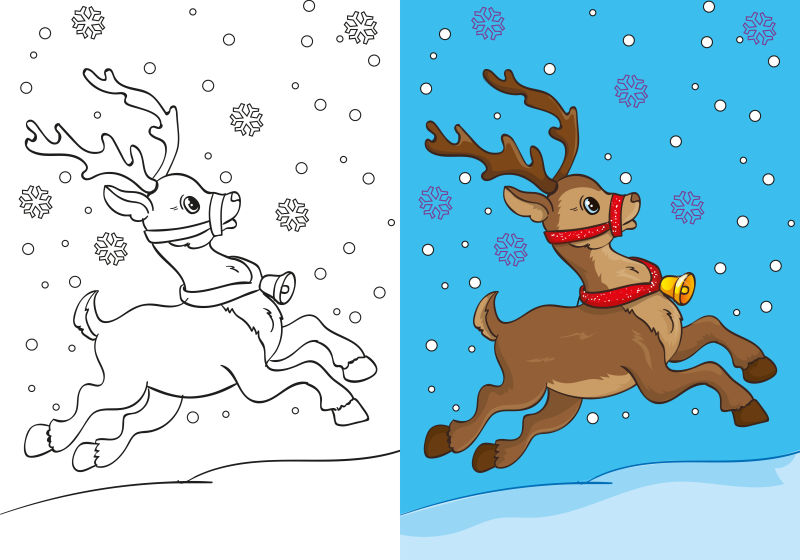 矢量卡通可爱的圣诞鹿插图