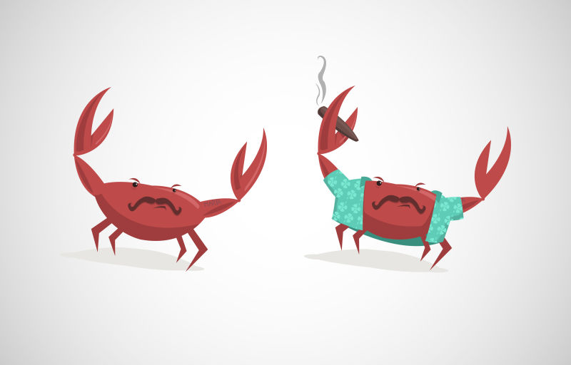 创意矢量卡通红色螃蟹插图