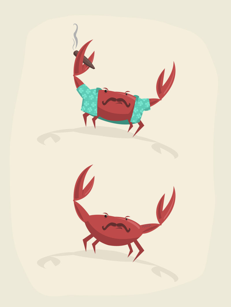创意矢量卡通可爱的螃蟹插图