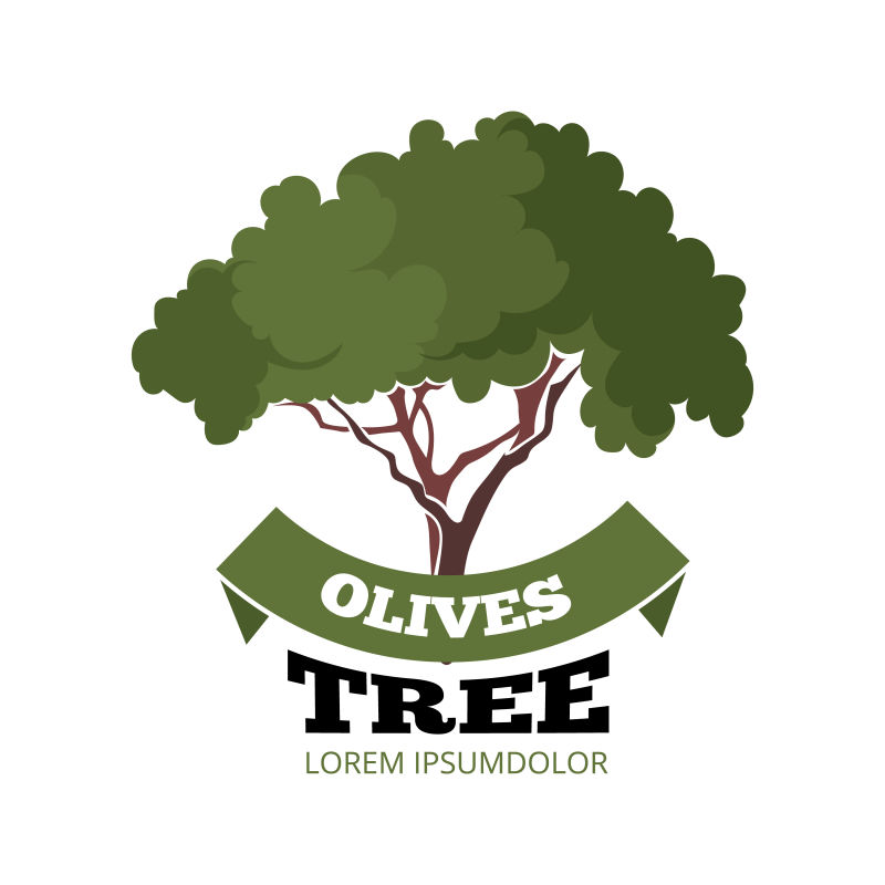 橄榄树图案标签矢量设计