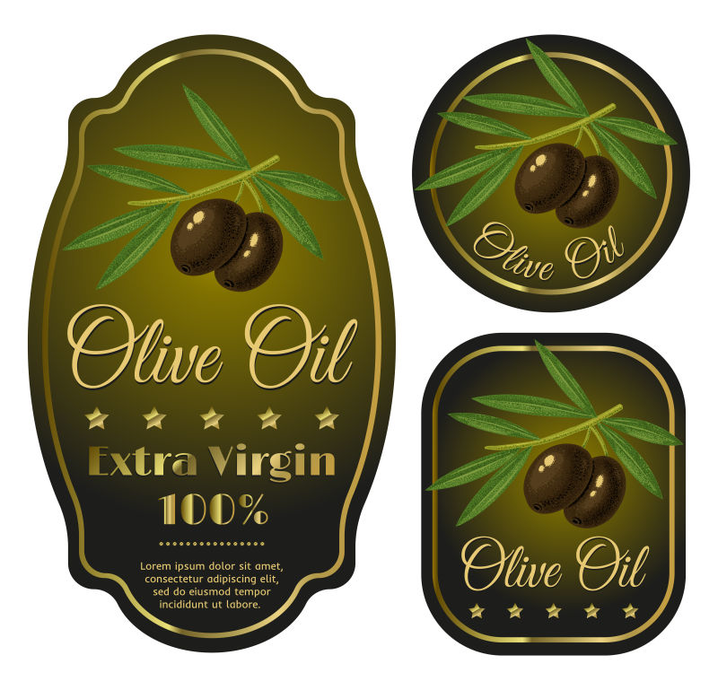 橄榄油复古标签矢量设计