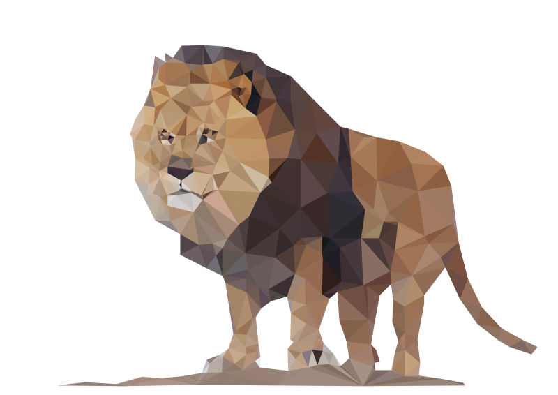 抽象矢量几何风格的雄壮狮子插图