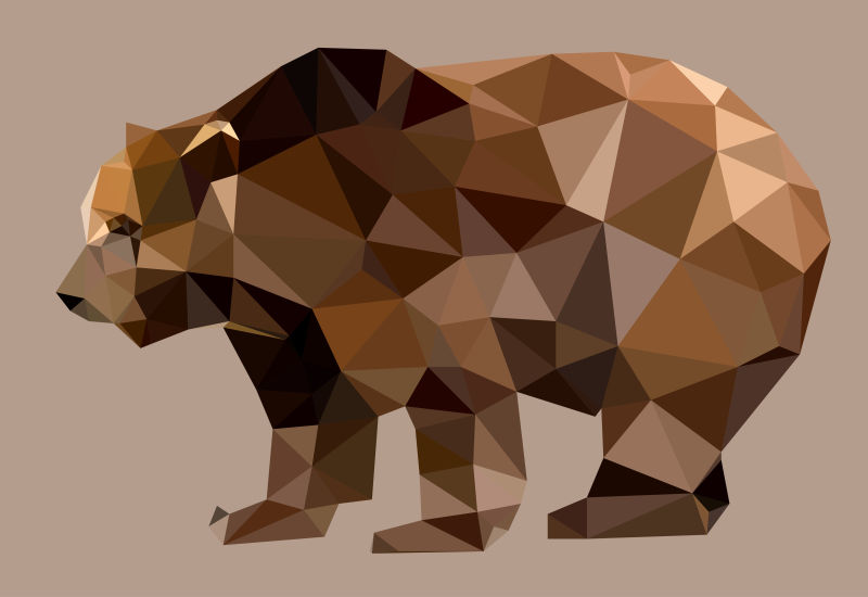 矢量抽象几何风格的棕熊插图