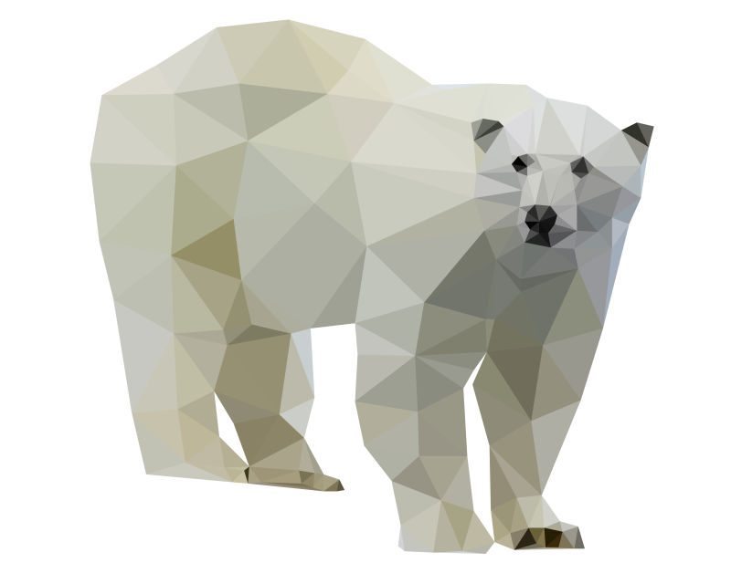 抽象矢量几何风格的北极熊插图