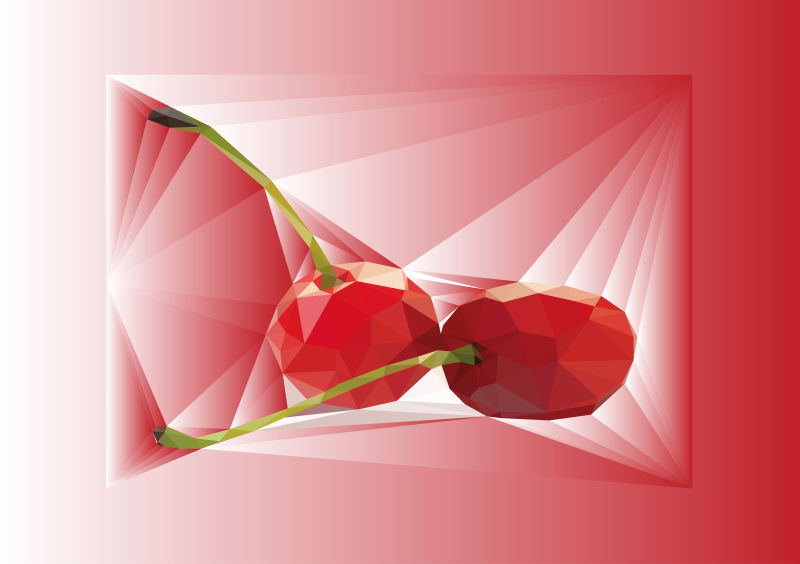 抽象矢量几何风格的樱桃插图