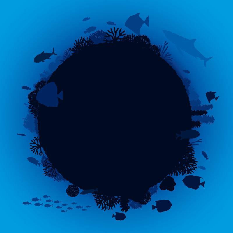 蓝色背景的海底世界矢量图