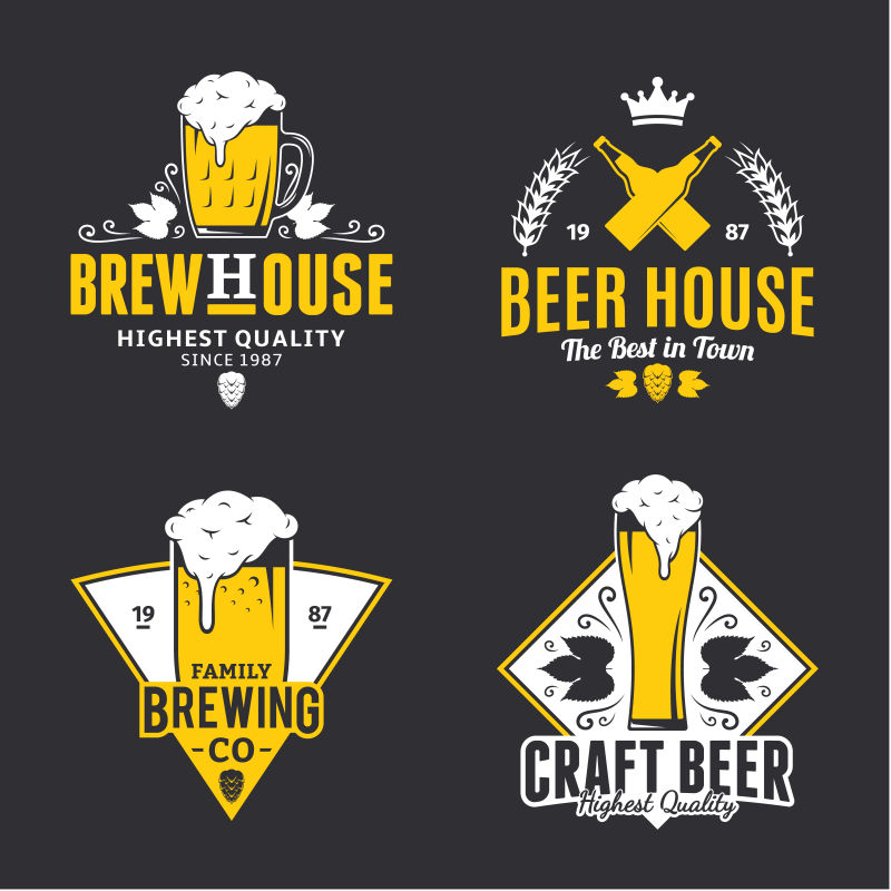创意矢量复古啤酒概念的图标设计