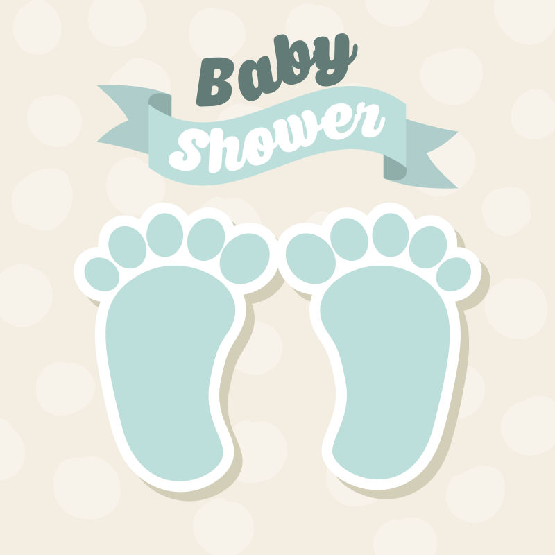 婴儿沐浴卡脚印插图矢量设计