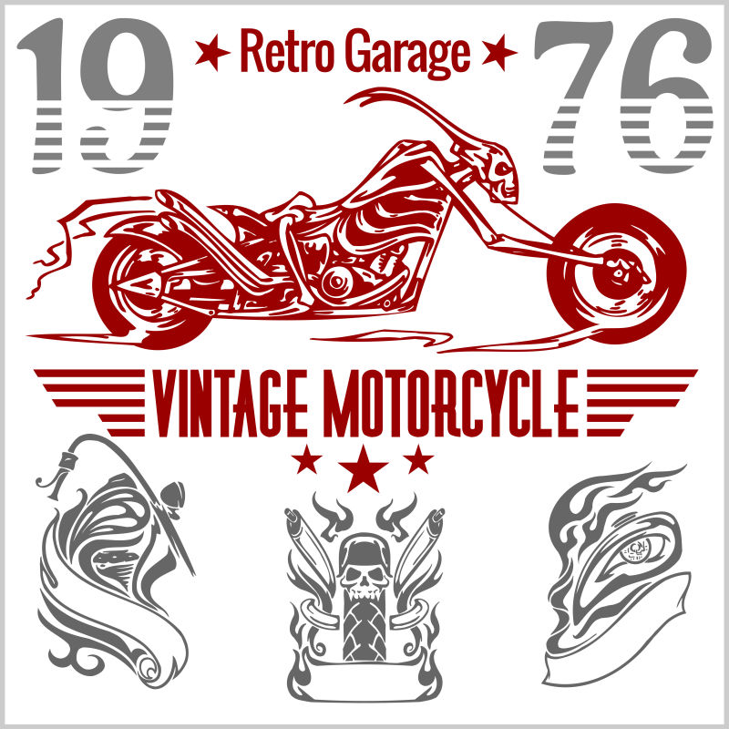 创意的老式摩托车标签矢量设计