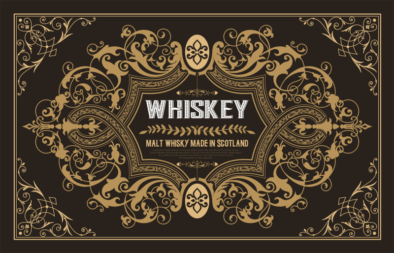 复古风格的威士忌标签矢量设计
