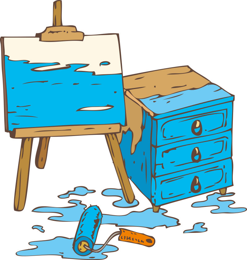 抽象矢量涂了蓝色油漆的木箱画像插图