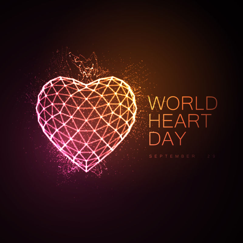 创意矢量发光爱心元素的矢量心脏日的海报