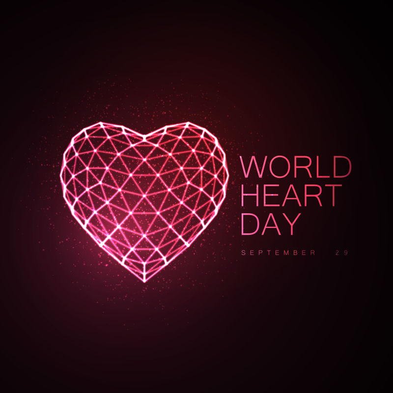 创意矢量粉色发光心形元素的世界心脏日海报设计